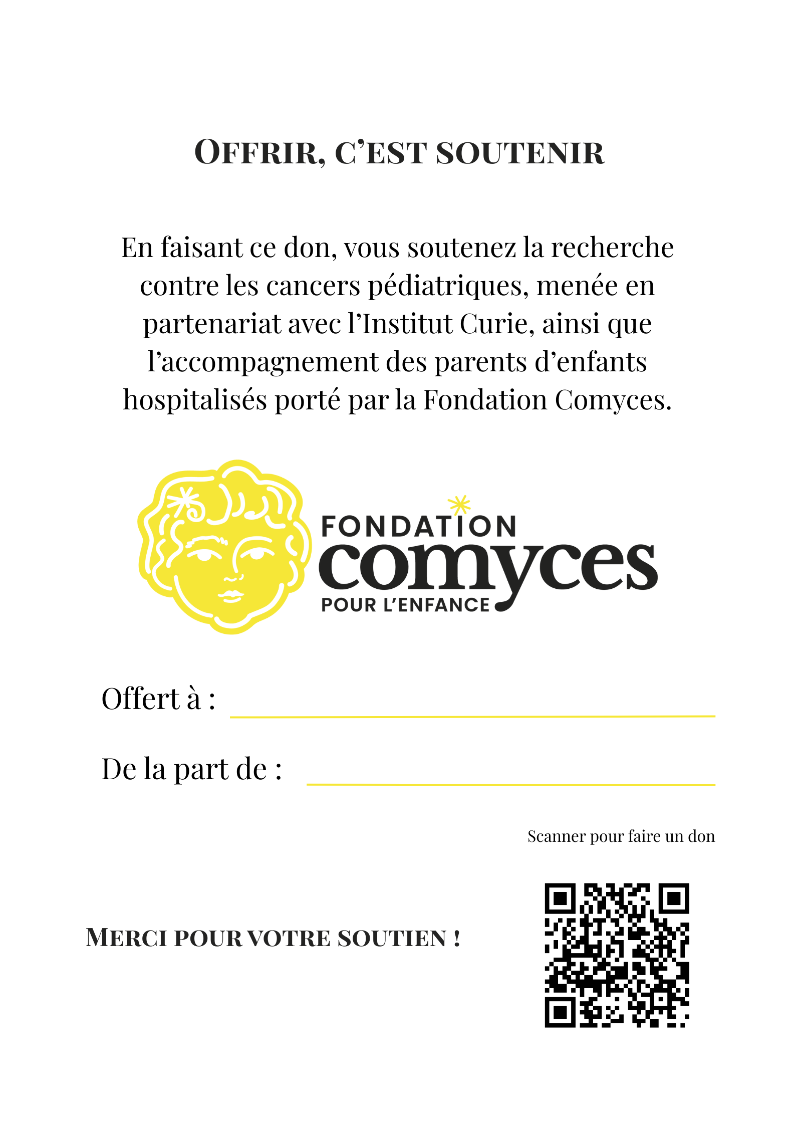 Bon cadeau de la Fondaiton Comyces